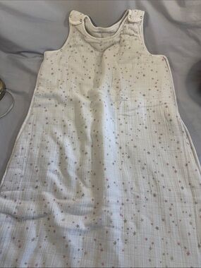 aden + anais White Muslin Sleep Sack with Pink and Gray Stars